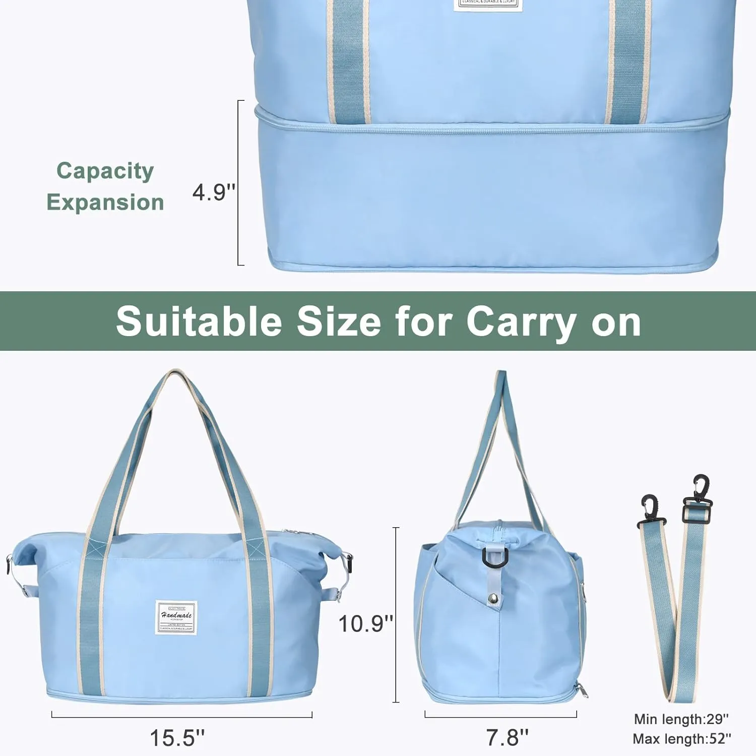 ACdream Large Travel Tote Bag, Duffle Weekender Overnight Carry On Luggage,