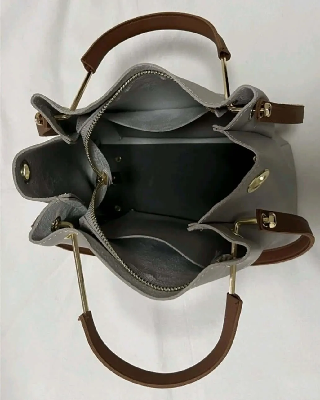 Bag - Handbag - two tone cream leather