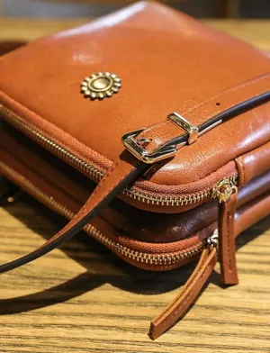 Bag - Shoulder - tan leather square