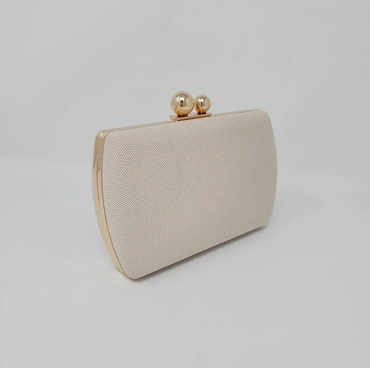 Beige Box Clutch Bag