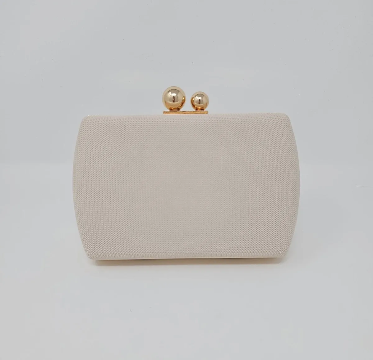Beige Box Clutch Bag