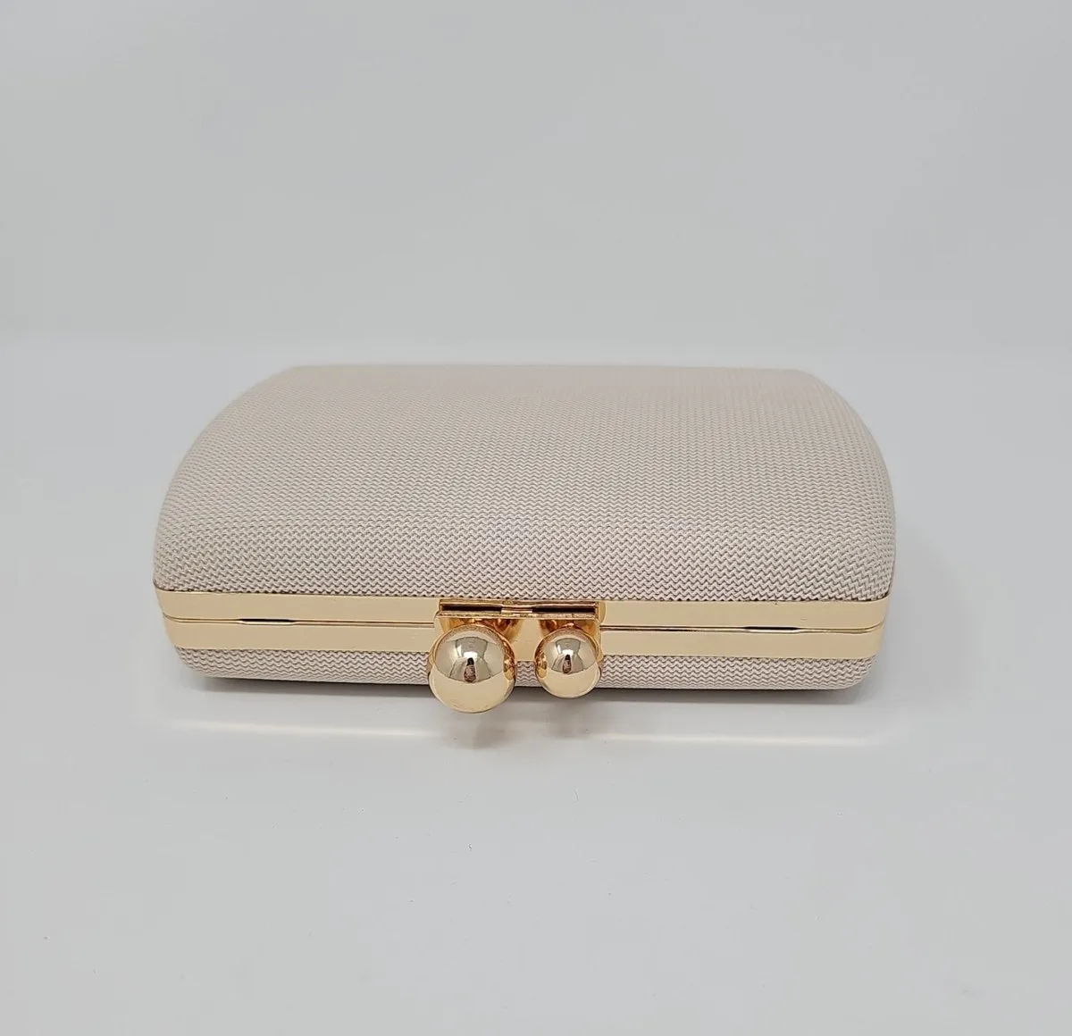 Beige Box Clutch Bag