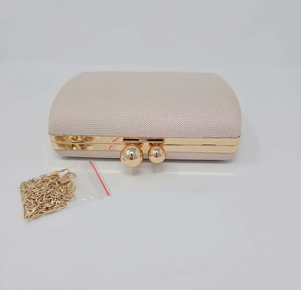 Beige Box Clutch Bag