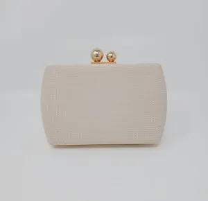 Beige Box Clutch Bag