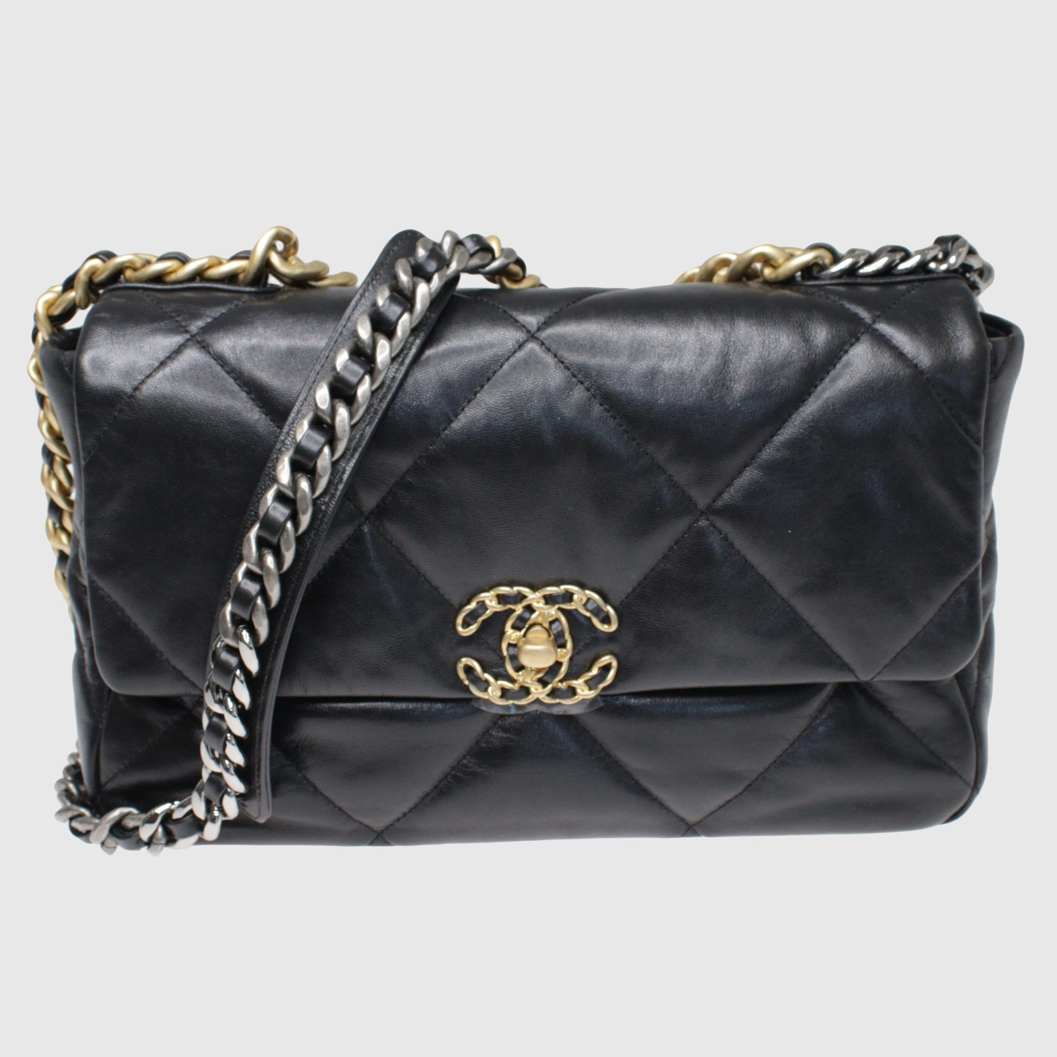 Black Large 19 Flap Bag