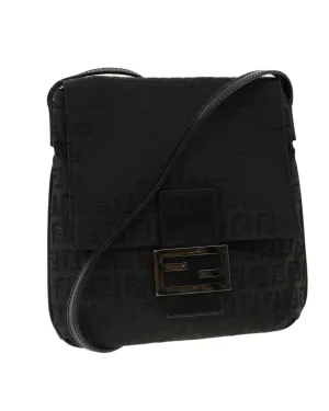 Black Nylon Shoulder Bag with Zucchino Canvas Design