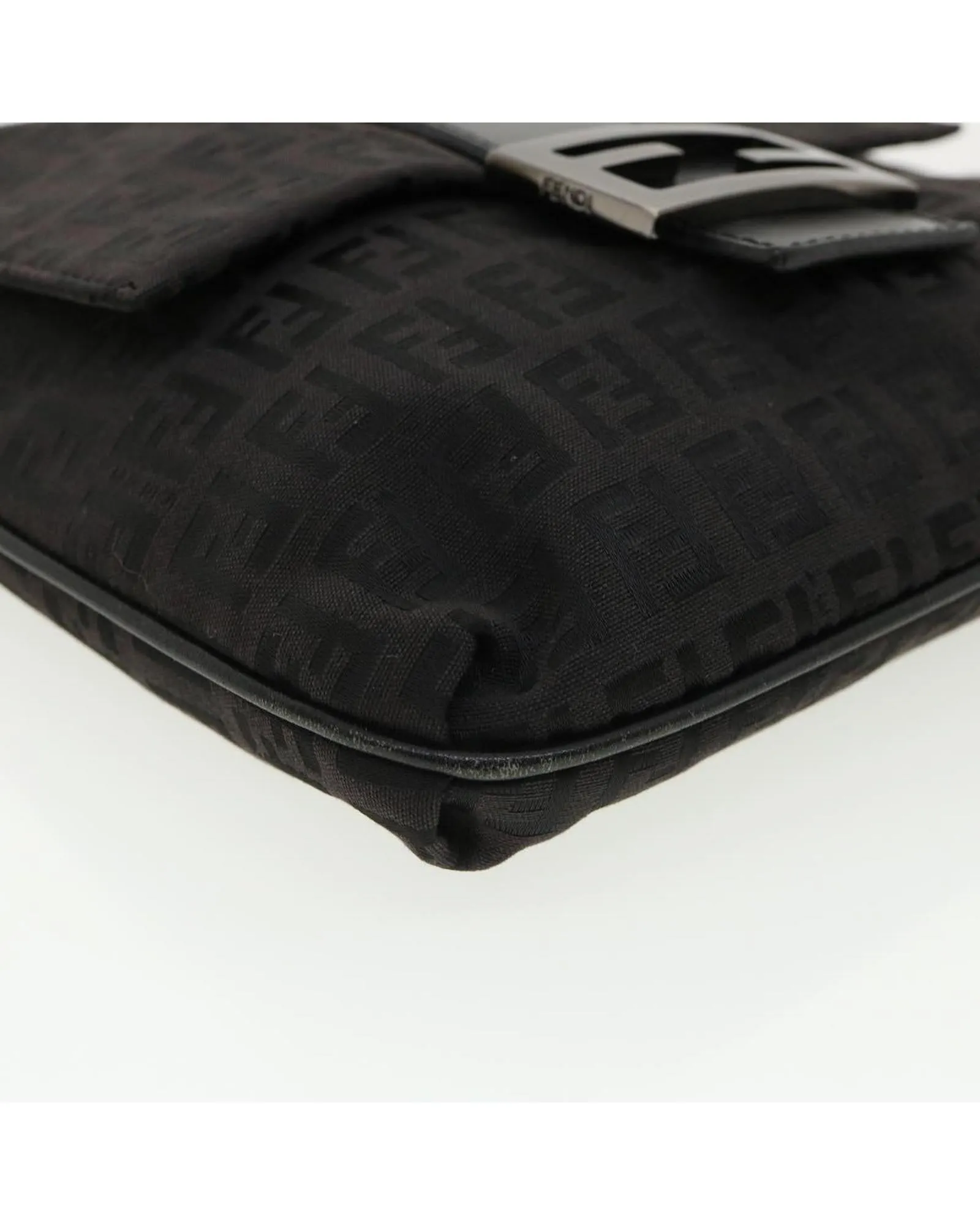 Black Nylon Shoulder Bag with Zucchino Canvas Design