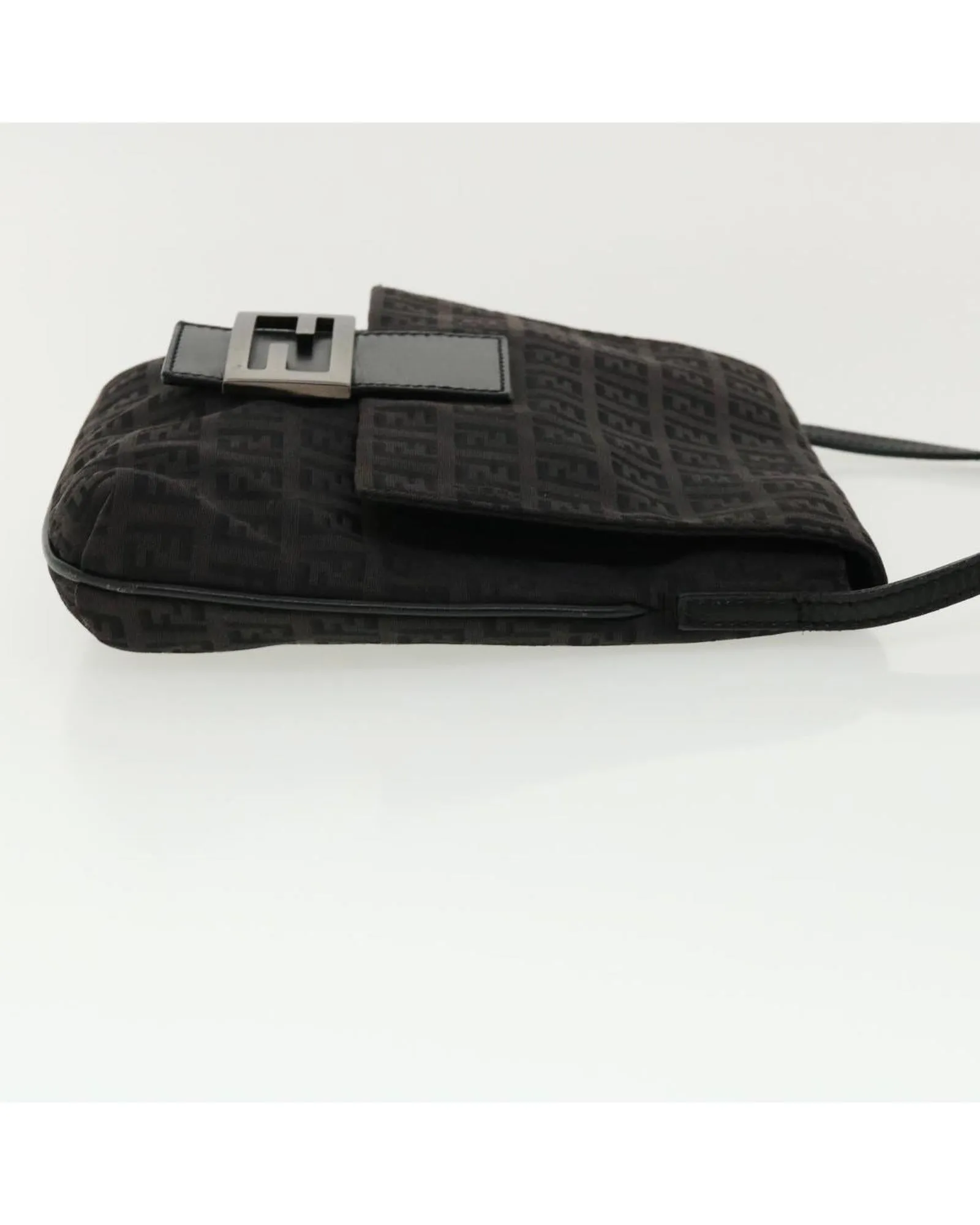 Black Nylon Shoulder Bag with Zucchino Canvas Design