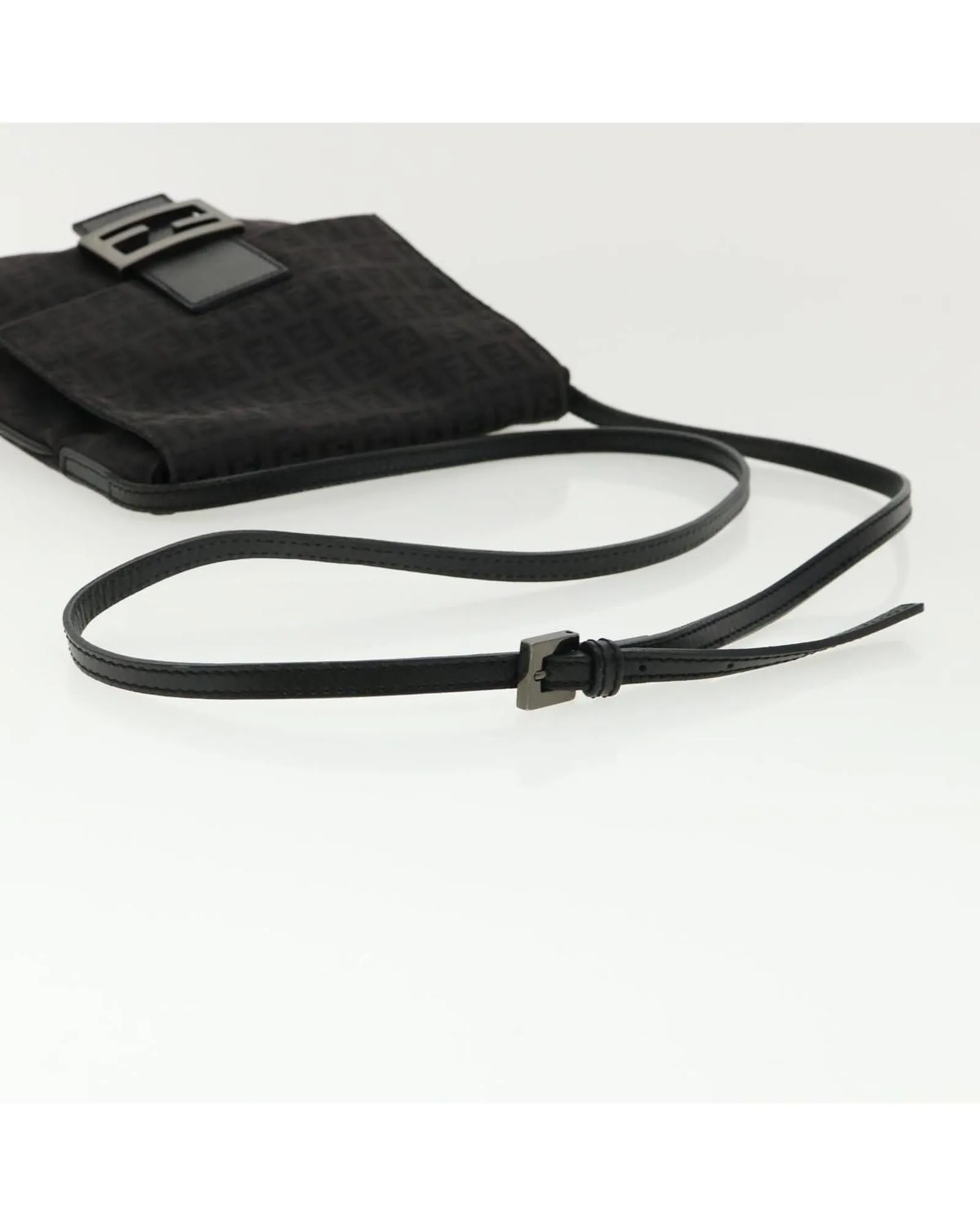 Black Nylon Shoulder Bag with Zucchino Canvas Design