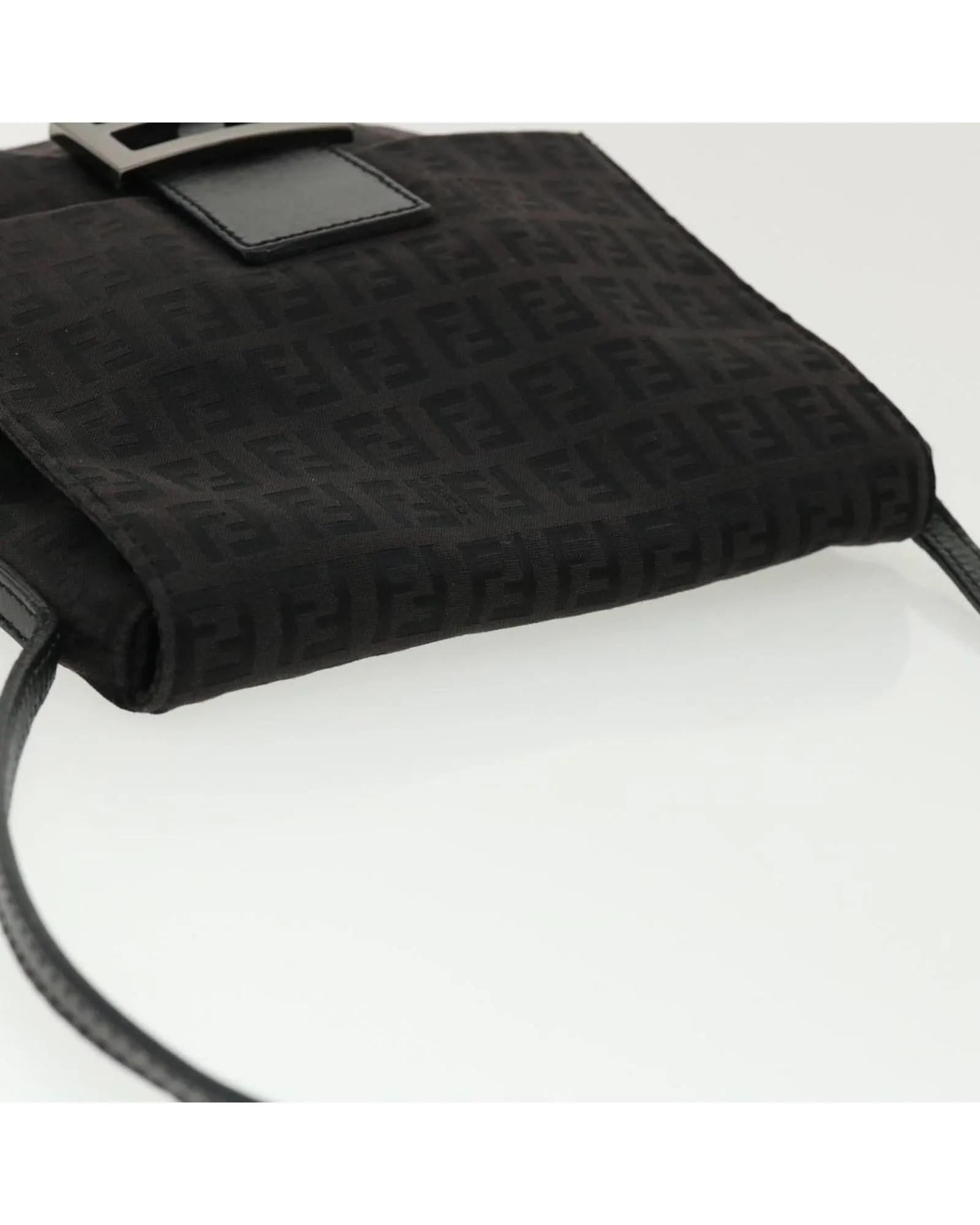 Black Nylon Shoulder Bag with Zucchino Canvas Design