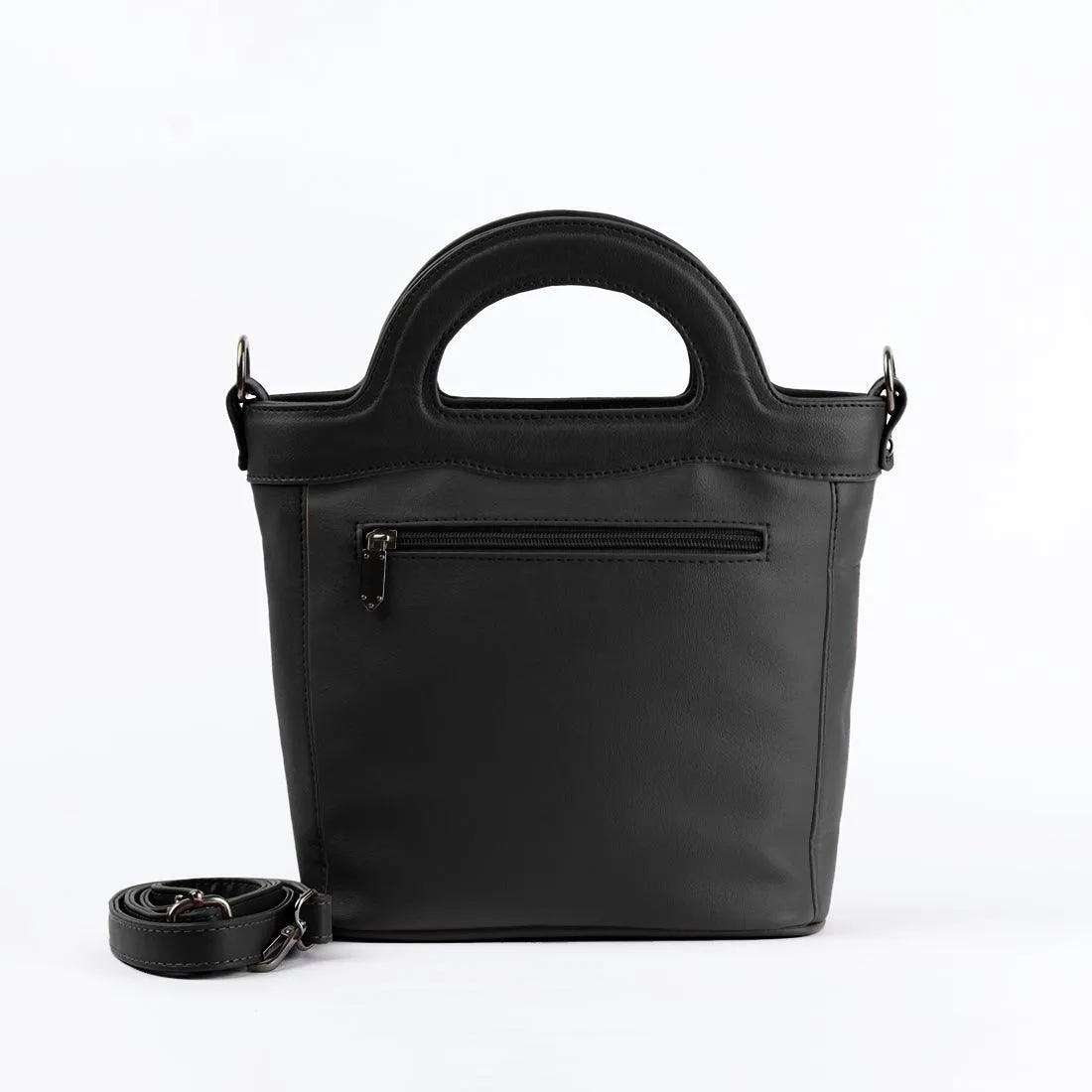 Black Top Handle Handbag African Tribal