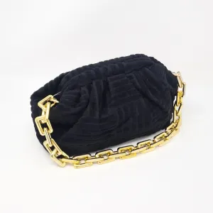 Black Towel Feel Gold Chain Handbag