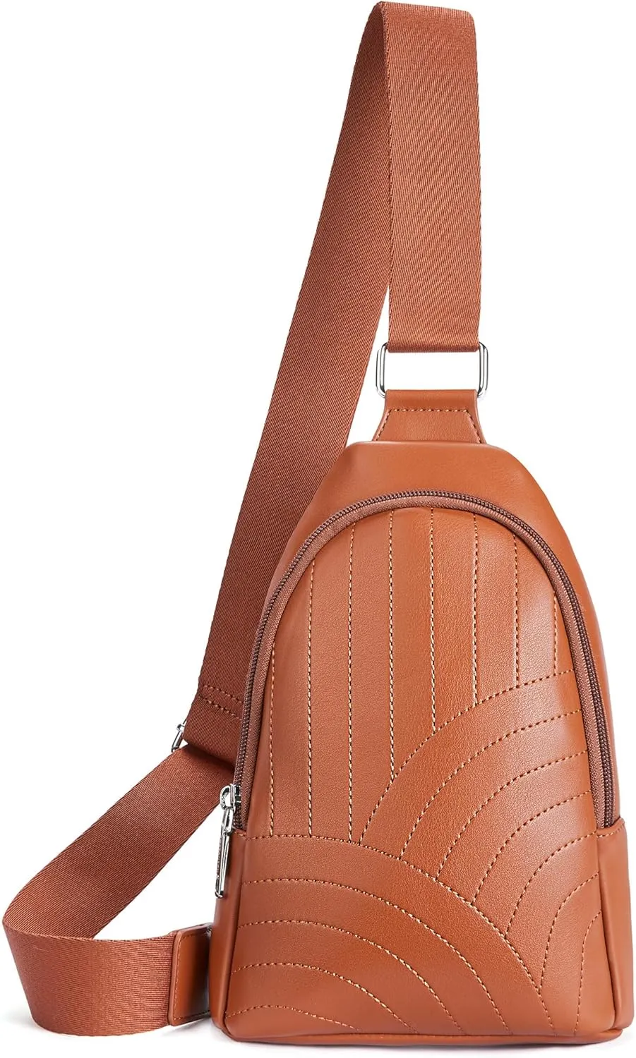 BOSTANTEN Sling Bag Quilted Crossbody Bags for Women Cross Body Purse Leather Fanny Pack with Adjustable Guitar Strap