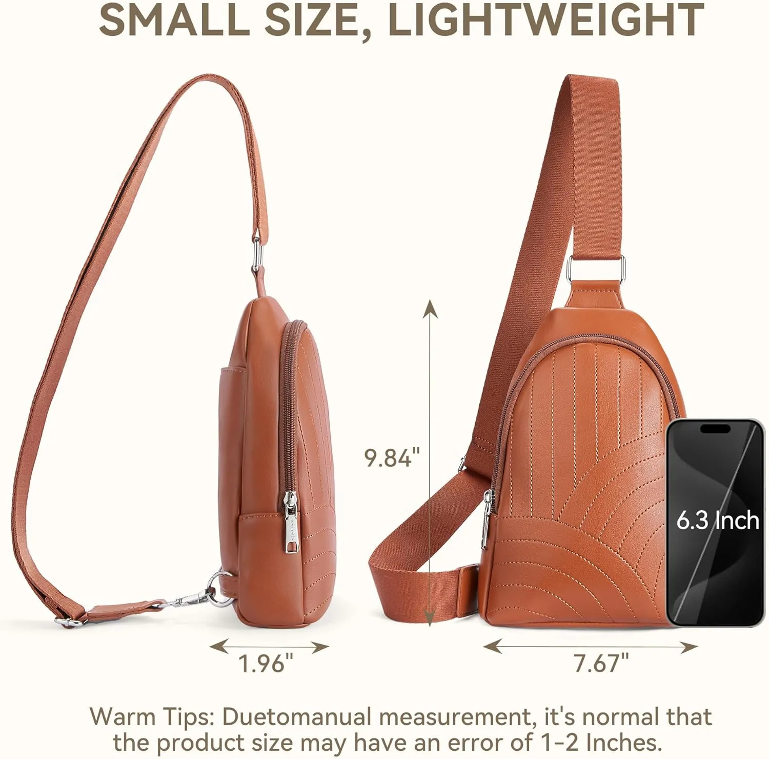 BOSTANTEN Sling Bag Quilted Crossbody Bags for Women Cross Body Purse Leather Fanny Pack with Adjustable Guitar Strap