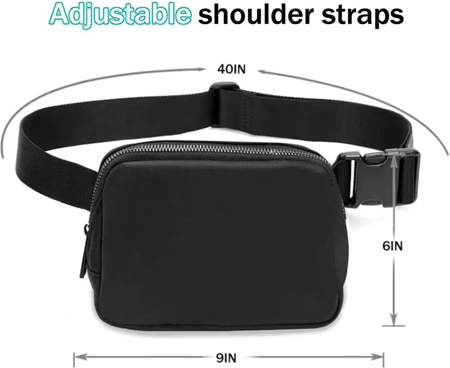 BOWNDY Belt bag for Running Fanny Pack for Women,Crossbody Lulu Waist Pack Lemen Bag with Adjustable Strap, Everywhere Belt Bag for Travel Outdoors Running Hiking(Black2)