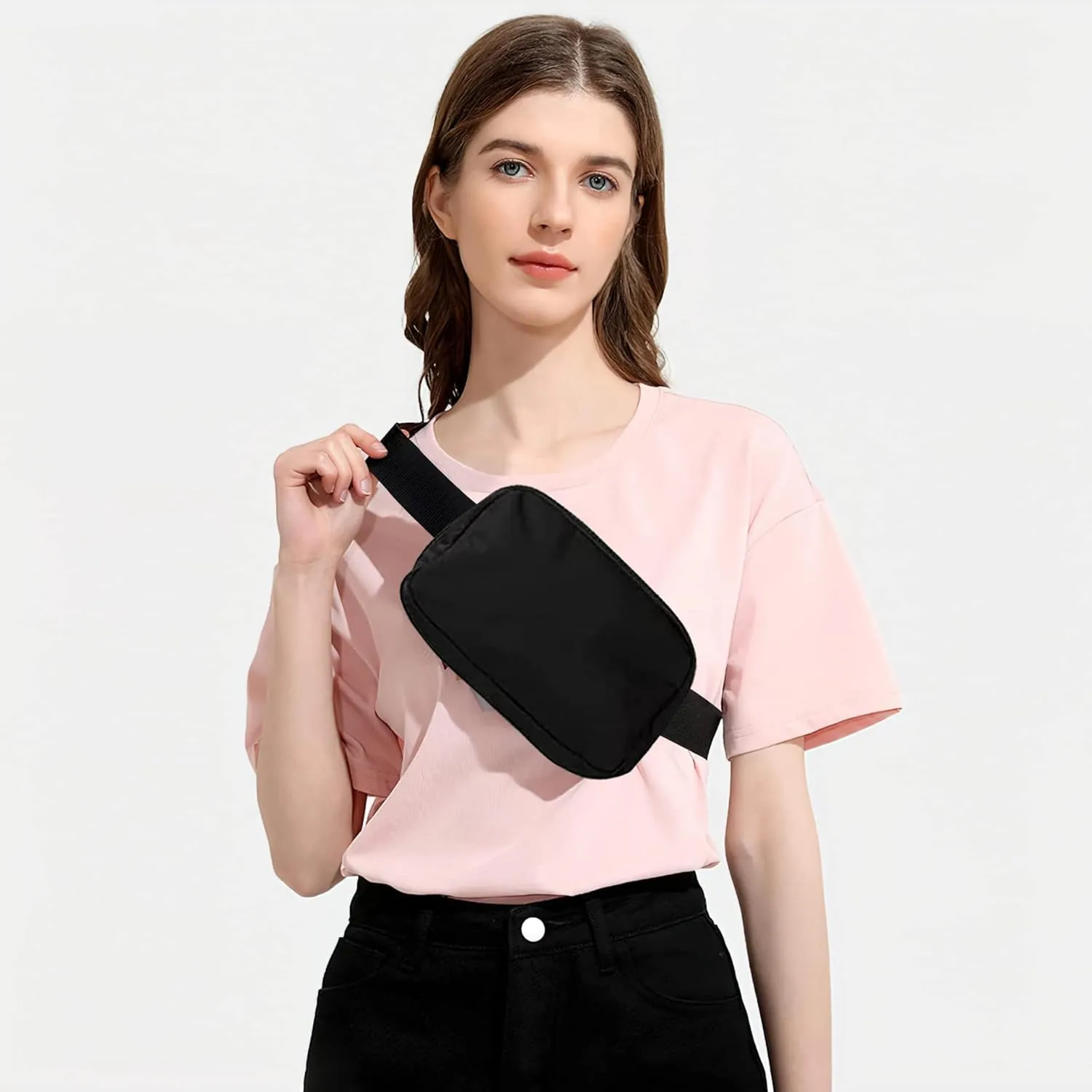 BOWNDY Belt bag for Running Fanny Pack for Women,Crossbody Lulu Waist Pack Lemen Bag with Adjustable Strap, Everywhere Belt Bag for Travel Outdoors Running Hiking(Black2)