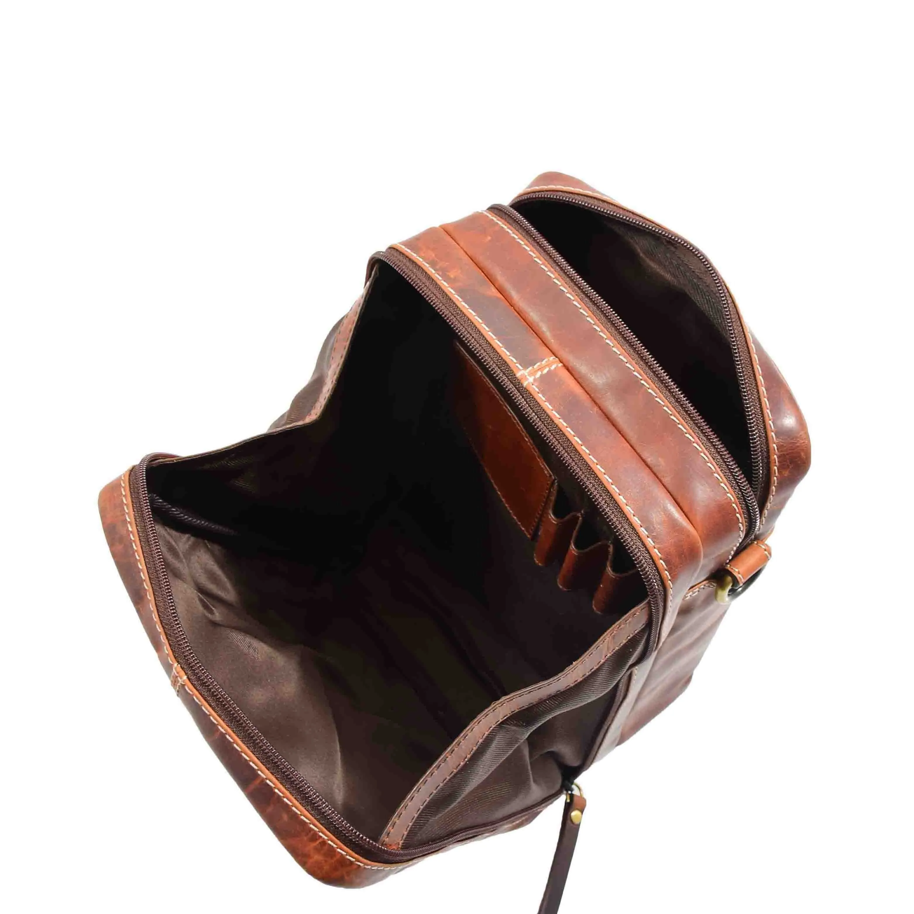 DR559 Men's Genuine Leather Small Cross Body Bag Brown