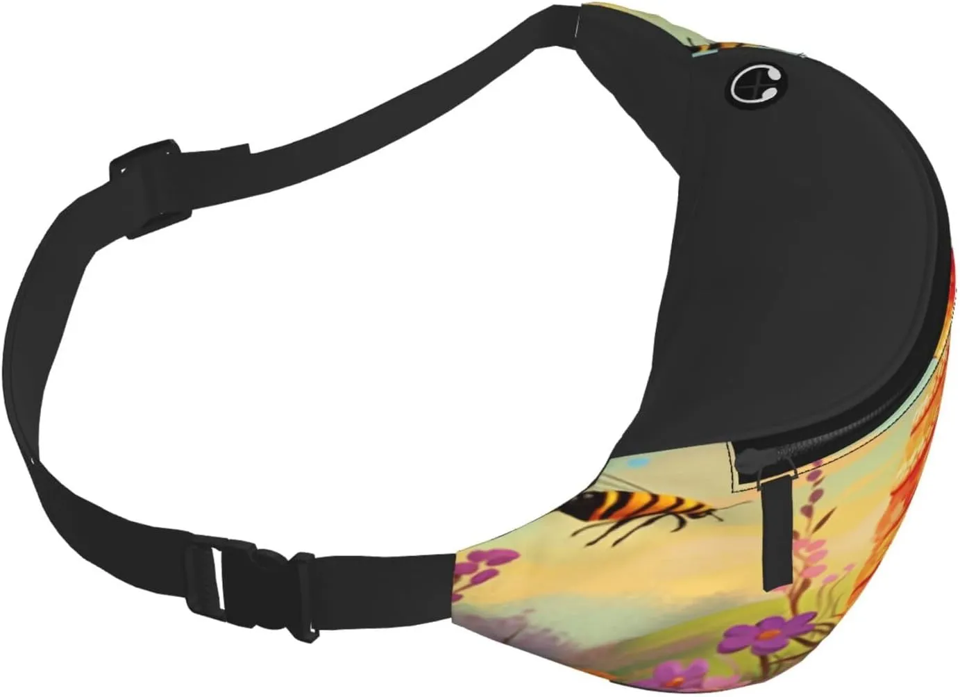 Dujiea Fanny Pack, Bee Skep Bee Happy Waist Bag with Headphone Hole Belt Bag Adjustable Sling Pocket Fashion Hip Bum Bag for Women Men Kids Outdoors Casual Travelling Hiking Cycling