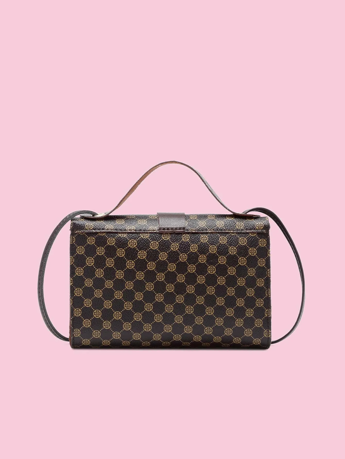 Faux Pearl Decor Geometric Graphic Satchel Bag