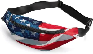 Flag Belt Bag with Adjustable Strap, Lightweight Travel Crossbody Bags, Hands-Free Mini Fanny Packs in Running Gym
