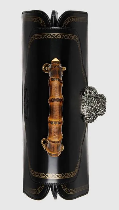 Frame Print Leather Top Handle Bag, Black