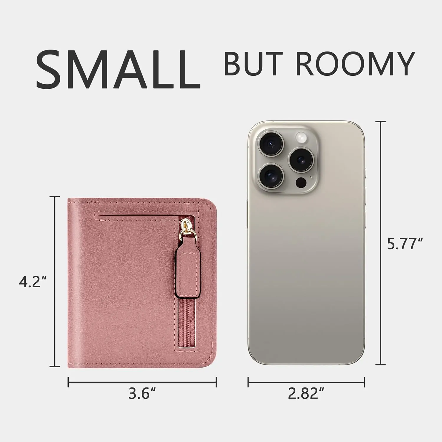 Gostwo Small Wallet for Women, Slim Bifold Credit Card Holder, Compact RFID Blocking Cash Wallet, Billfolds Thin Leather Zipper Pocket, Mini Wallet Gift for Ladies Teen Girls Travel with ID Window