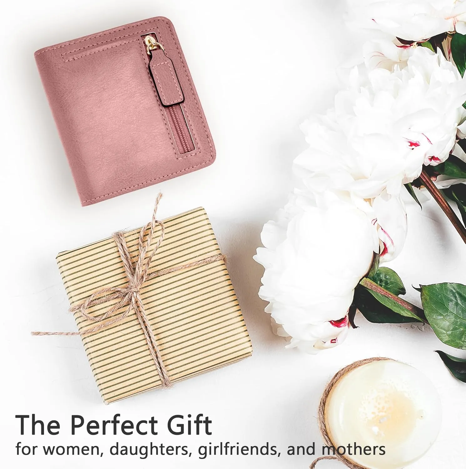 Gostwo Small Wallet for Women, Slim Bifold Credit Card Holder, Compact RFID Blocking Cash Wallet, Billfolds Thin Leather Zipper Pocket, Mini Wallet Gift for Ladies Teen Girls Travel with ID Window