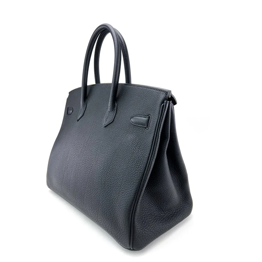Hermes Black Togo Leather Palladium Plated Birkin 35 Bag