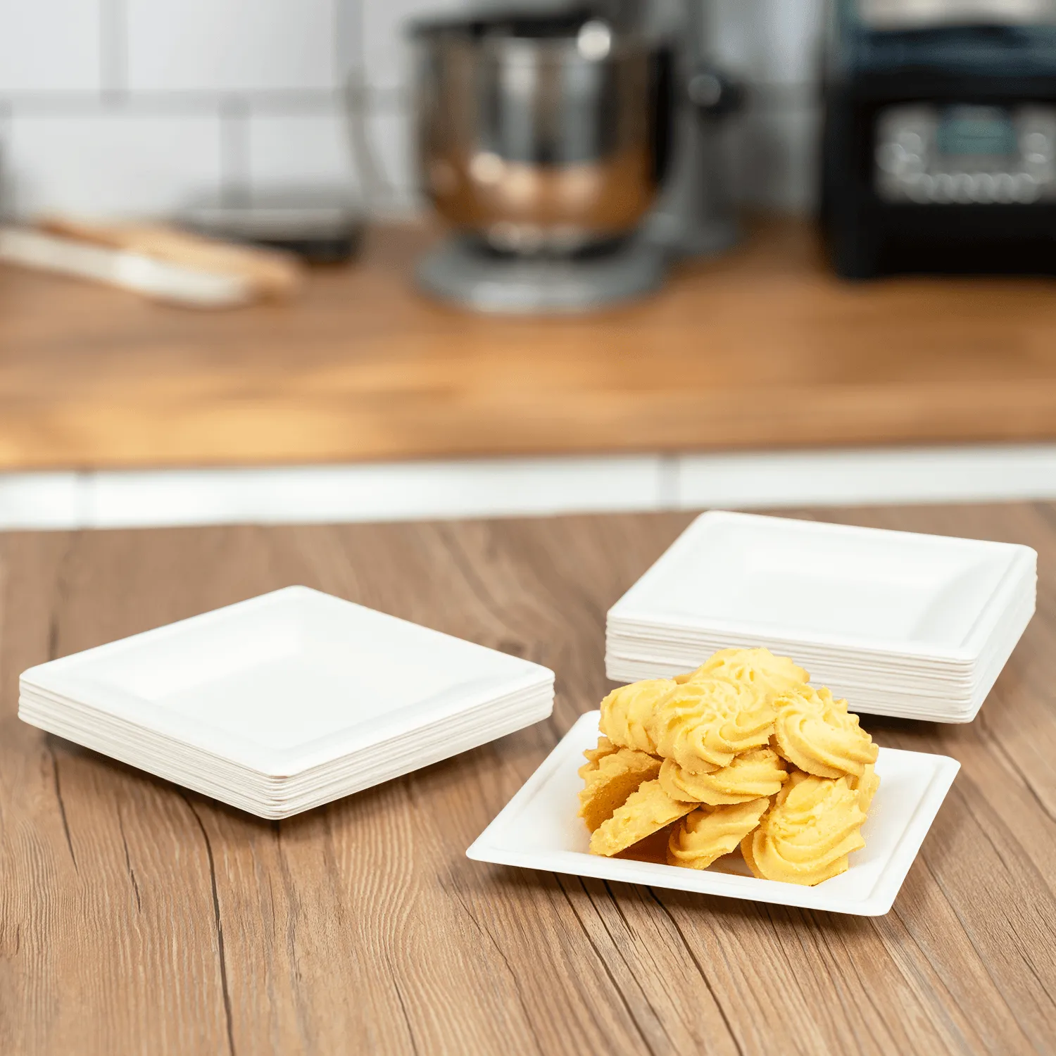 Karat Earth 6”x 6” PFAS Free Bagasse Eco-Friendly Square Plate, White - 500 pcs