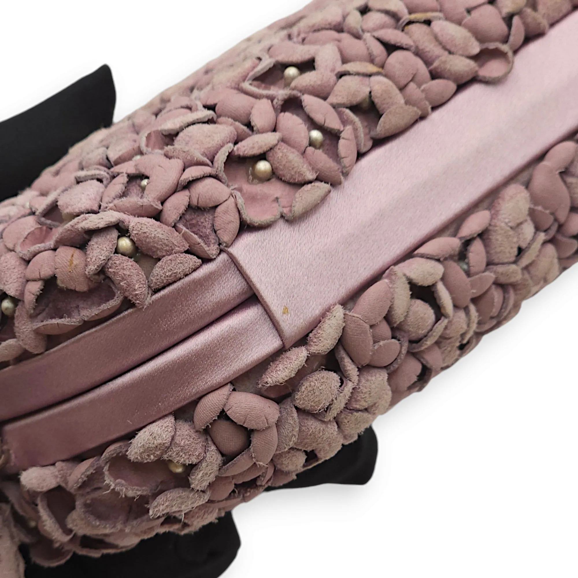 Knot Pink Clutch in Suede, Silver hardware