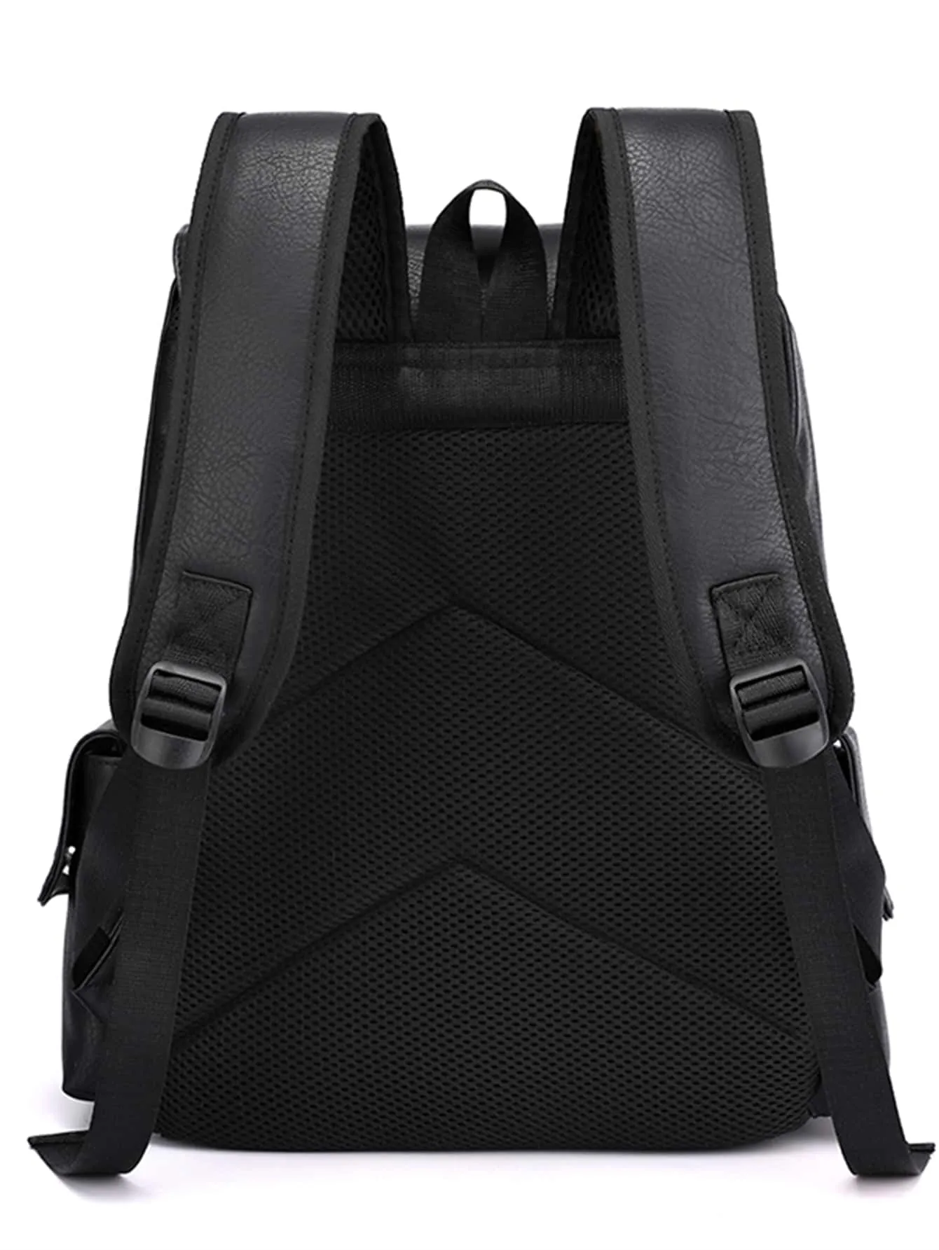 Large Laptop Backpack PU Backpack Male Teenagers Boys Brown Schoolbag