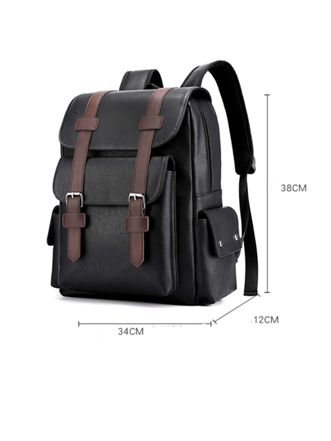 Large Laptop Backpack PU Backpack Male Teenagers Boys Brown Schoolbag