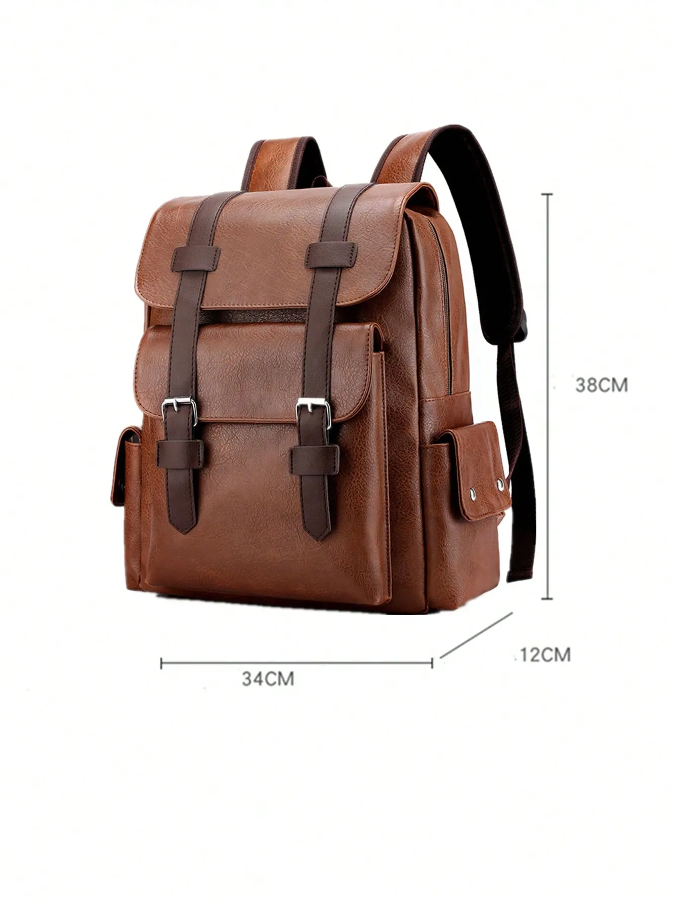 Large Laptop Backpack PU Backpack Male Teenagers Boys Brown Schoolbag
