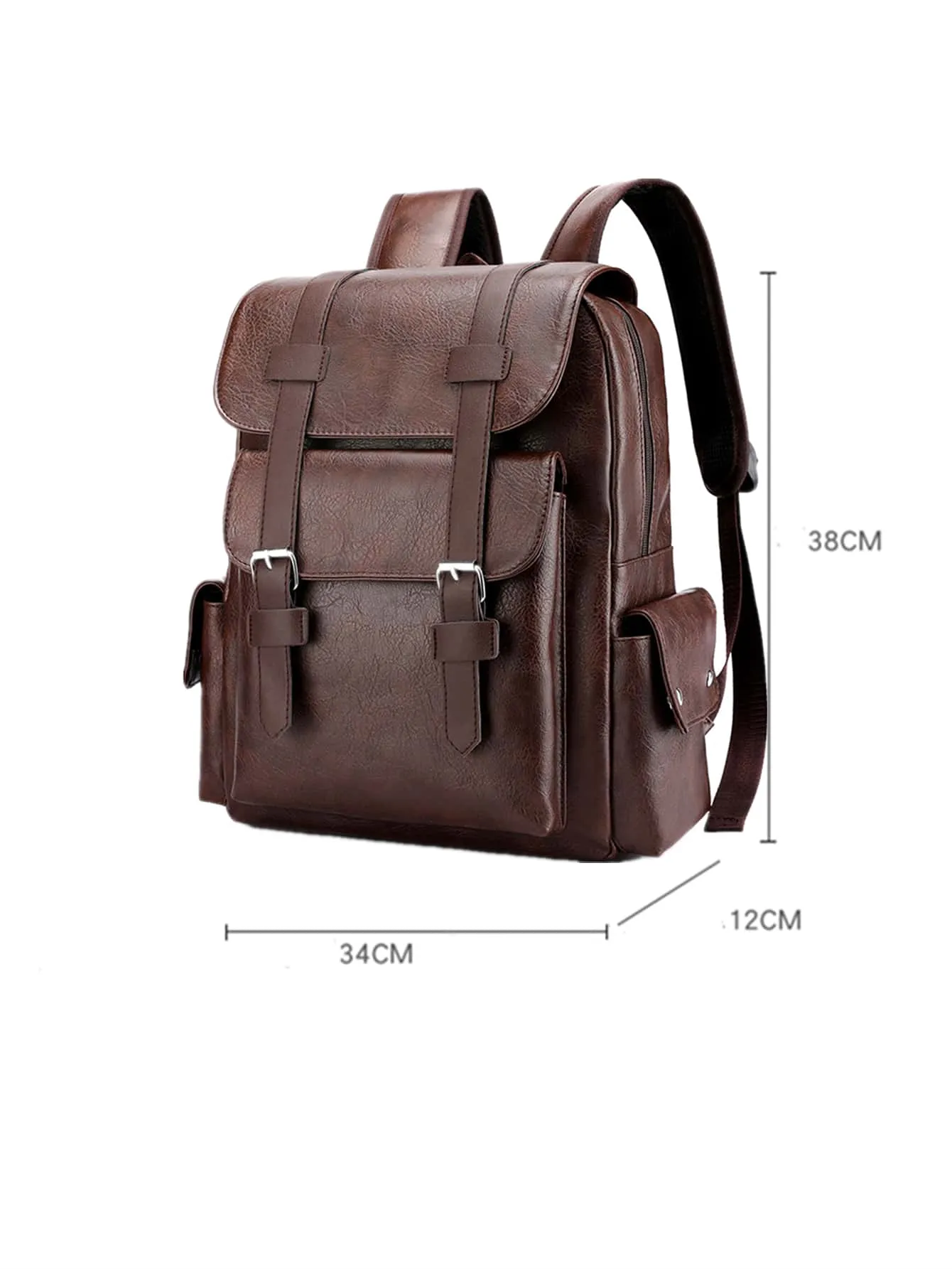 Large Laptop Backpack PU Backpack Male Teenagers Boys Brown Schoolbag