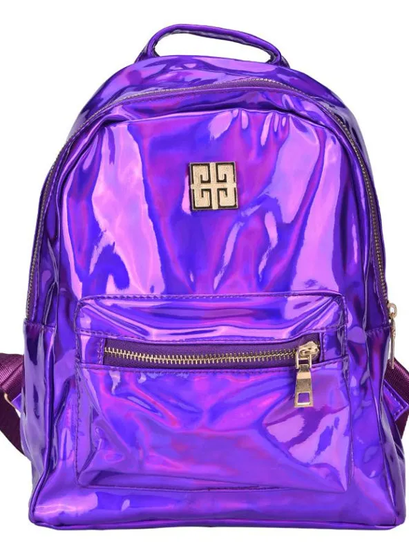 Laser Backpack School Bag Leather Holographic