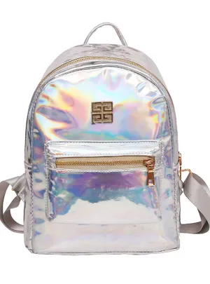 Laser Backpack School Bag Leather Holographic