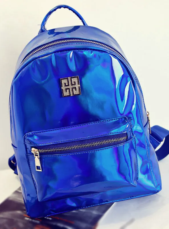 Laser Backpack School Bag Leather Holographic