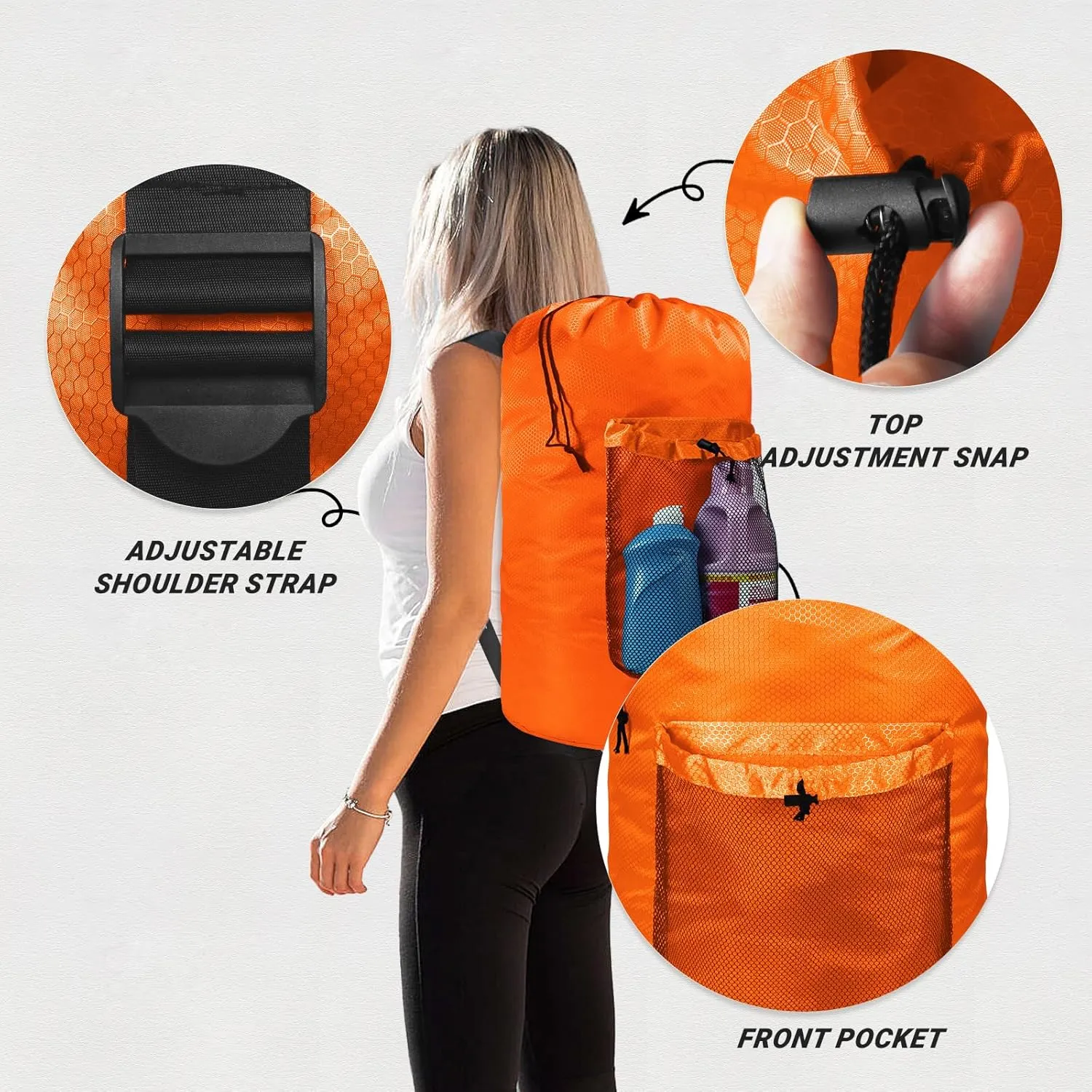 Laundry Bag with Shoulder Straps and Mesh Pocket Laundry Backpack Large Portable Laundry Hamper for College Laundromat Apartment