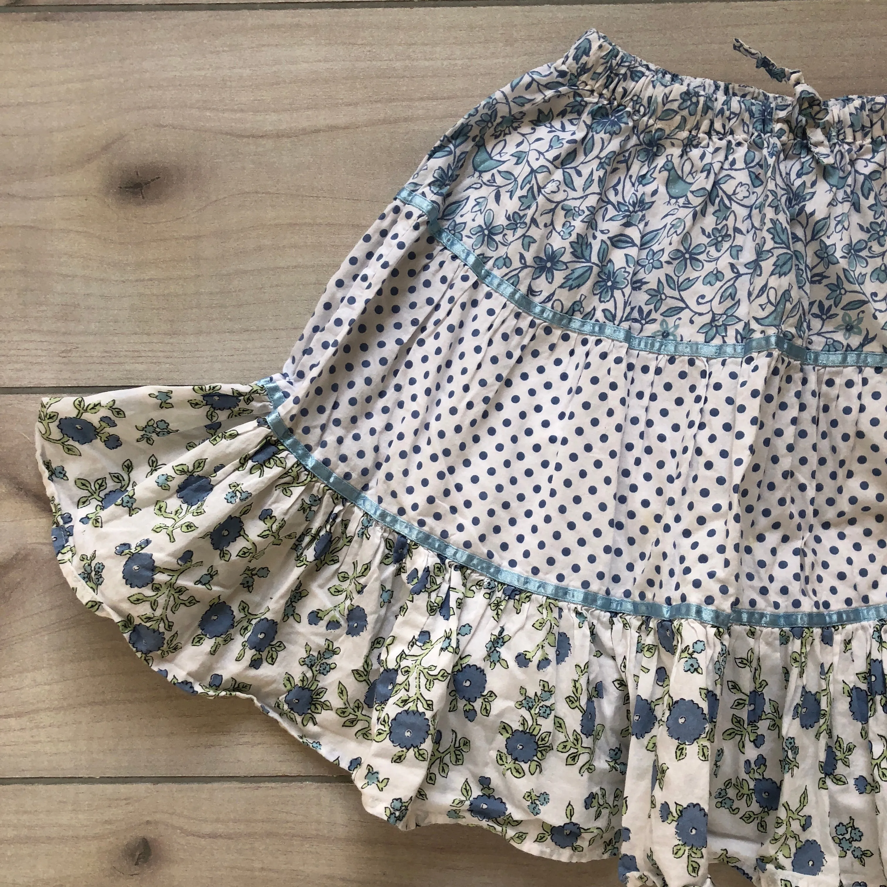 Mini Boden Blue Floral Polka Dot Skirt