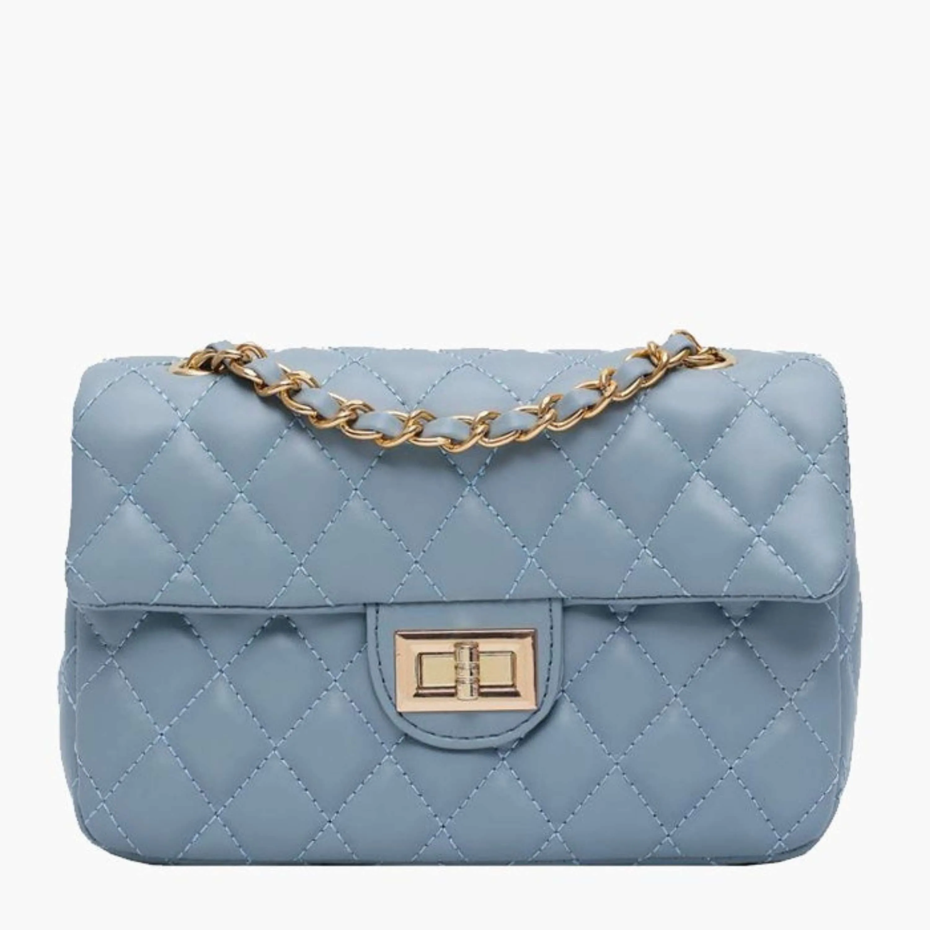 New Quilted Turn Lock Chain Sling Bag