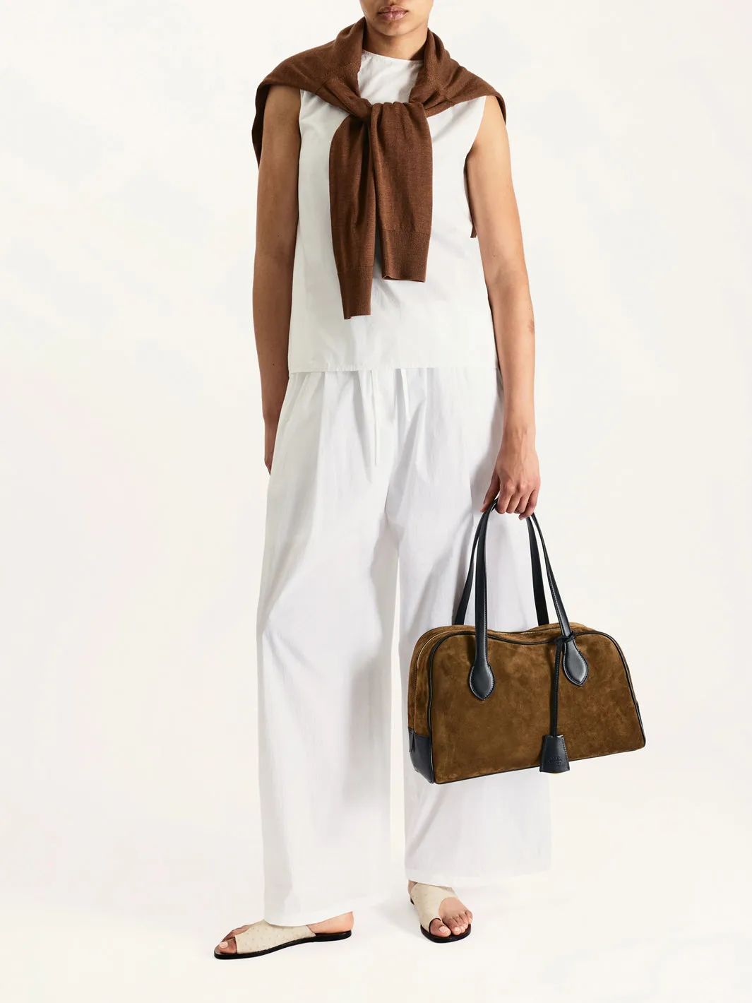 Noale Cannella/Black Suede/Leather Top handle bag