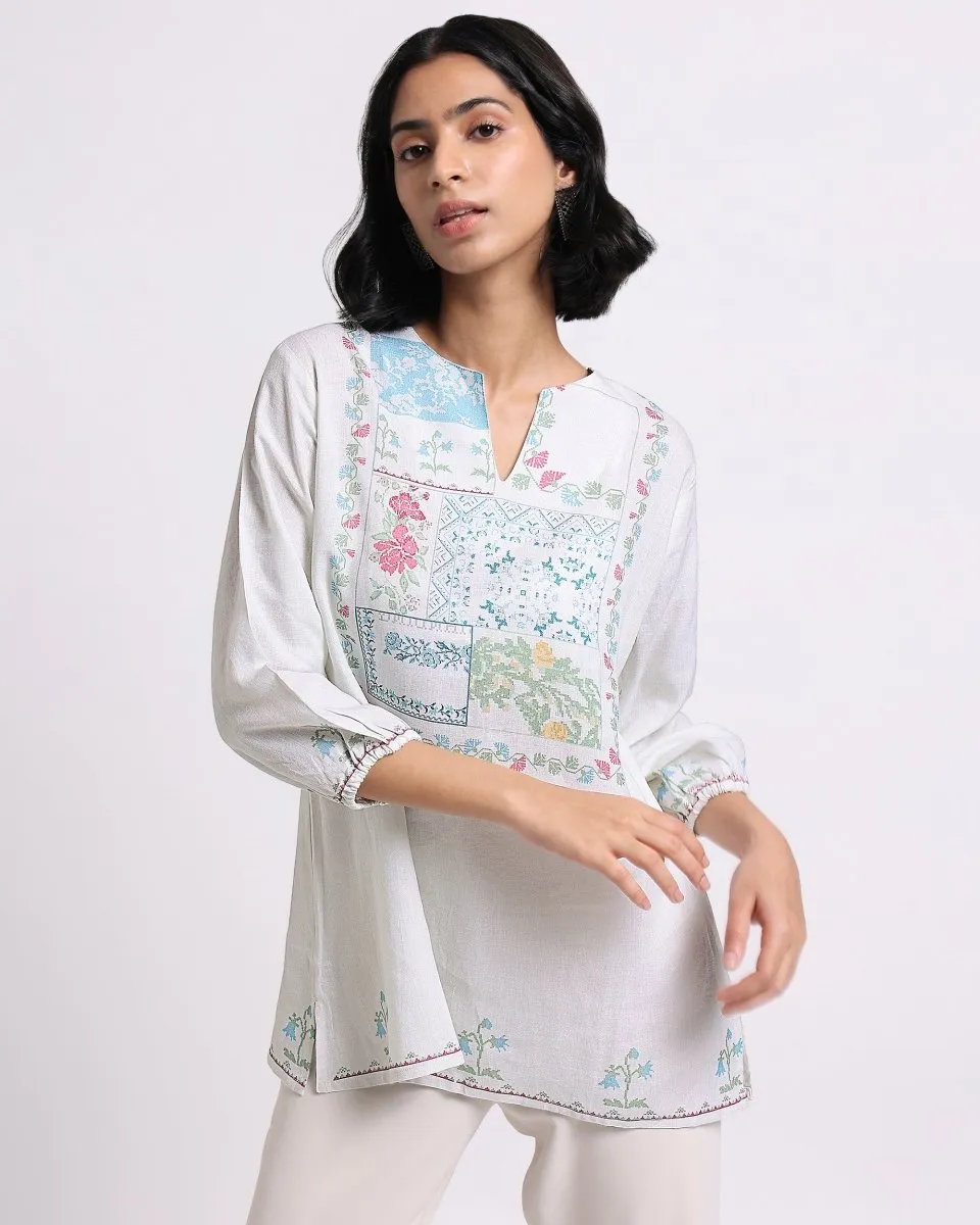 Patchwork Linen Blouse