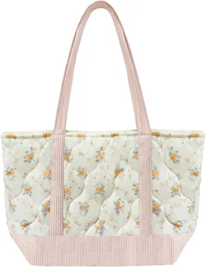 Sunwel Fashion Women Top Zipper Large Floral Quilted Tote Bag for Work Travel Gym Shopping Beach