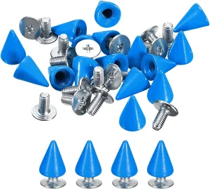 uxcell 20 Sets Cone Spikes Studs, 7x10mm Studs and Spike Metal Screw Back Rivet for Clothing Belts Bags Shoes DIY Leathercraft, Blue