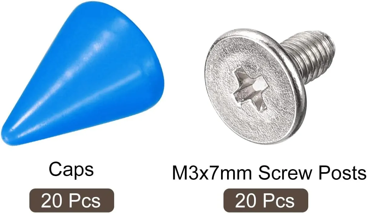 uxcell 20 Sets Cone Spikes Studs, 7x10mm Studs and Spike Metal Screw Back Rivet for Clothing Belts Bags Shoes DIY Leathercraft, Blue