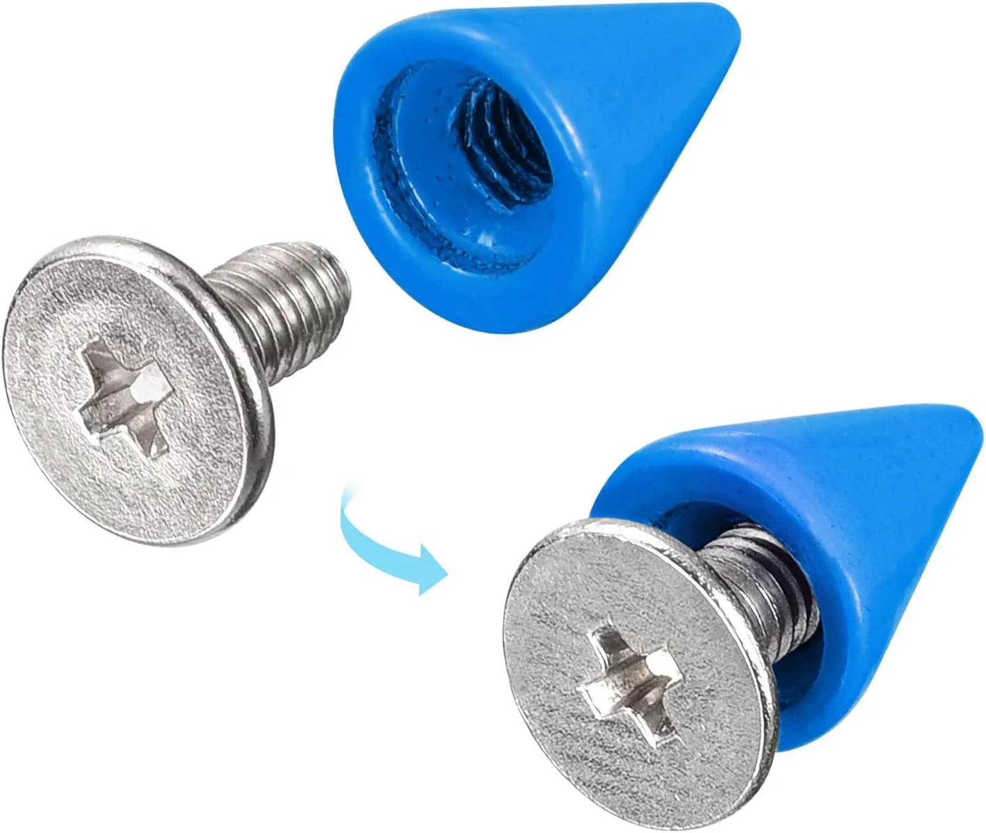 uxcell 20 Sets Cone Spikes Studs, 7x10mm Studs and Spike Metal Screw Back Rivet for Clothing Belts Bags Shoes DIY Leathercraft, Blue