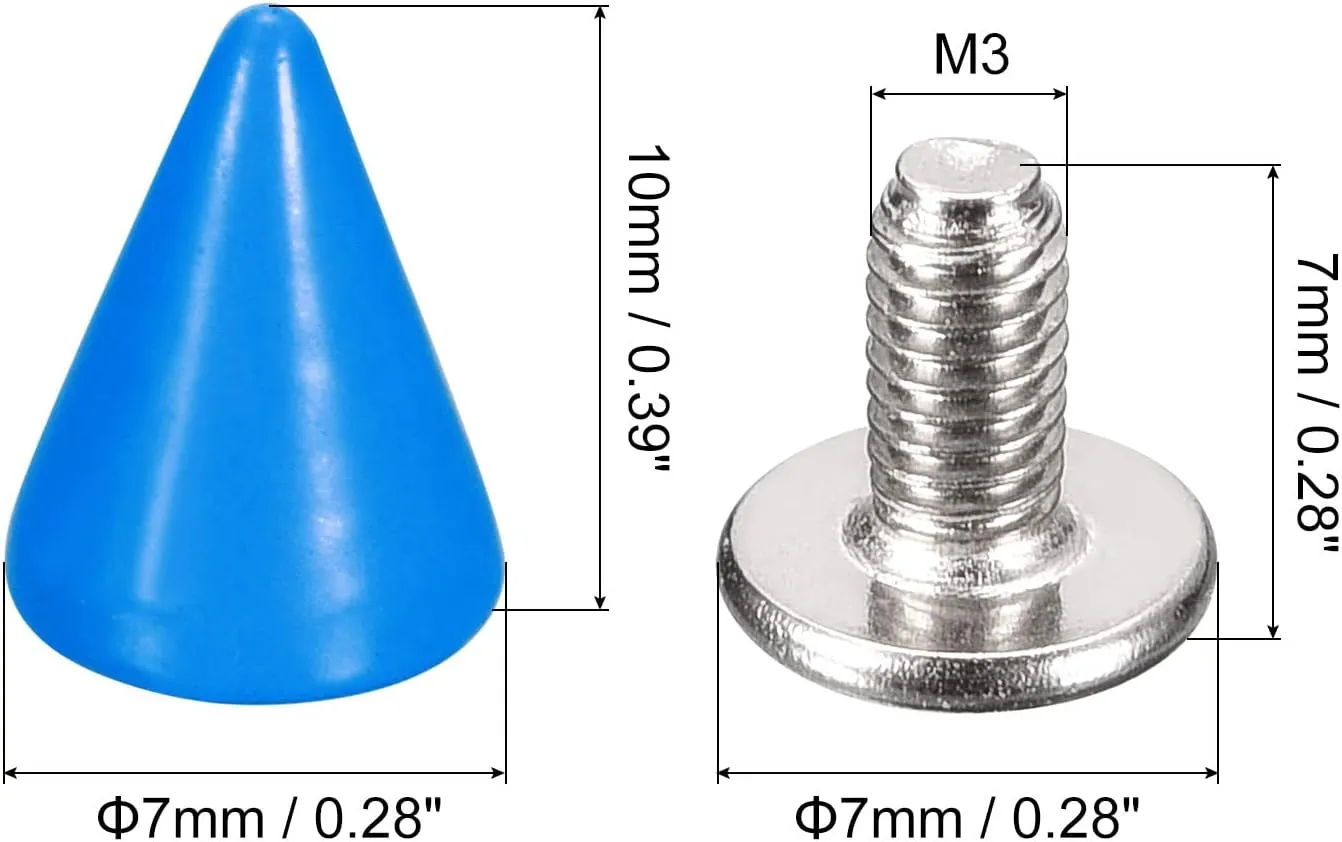 uxcell 20 Sets Cone Spikes Studs, 7x10mm Studs and Spike Metal Screw Back Rivet for Clothing Belts Bags Shoes DIY Leathercraft, Blue
