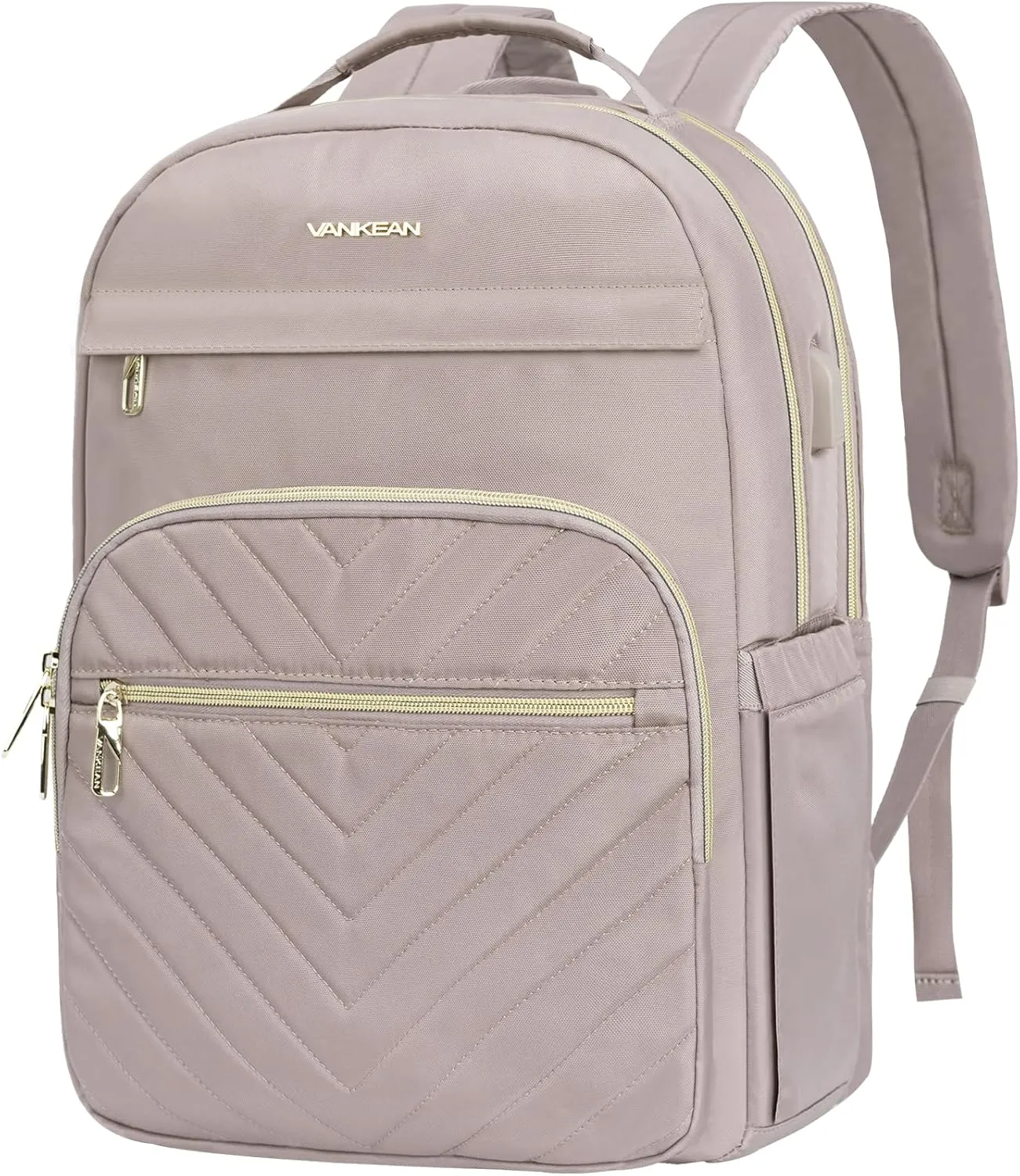 VANKEAN 17.3 Inch Laptop Backpack for Women Work Laptop Bag Fashion with USB Port, Waterproof Backpacks Stylish Travel Bags Casual Daypacks for College, Business, Light Dusty Pink