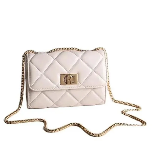 Vegan Leather Quilted Chain Sling Bag For Women