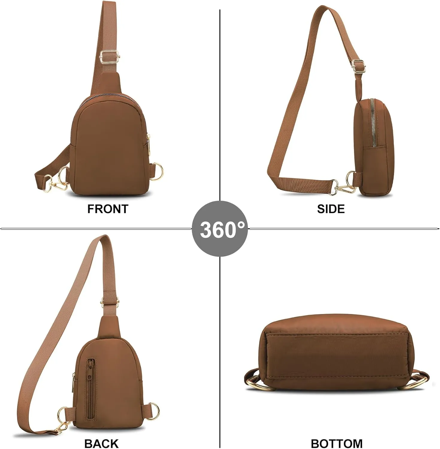 VOROLO Small Sling Bag For Men and WomenCrossbody Bags For Women with Ajustable Strap Trendy Cross body Bag Brown